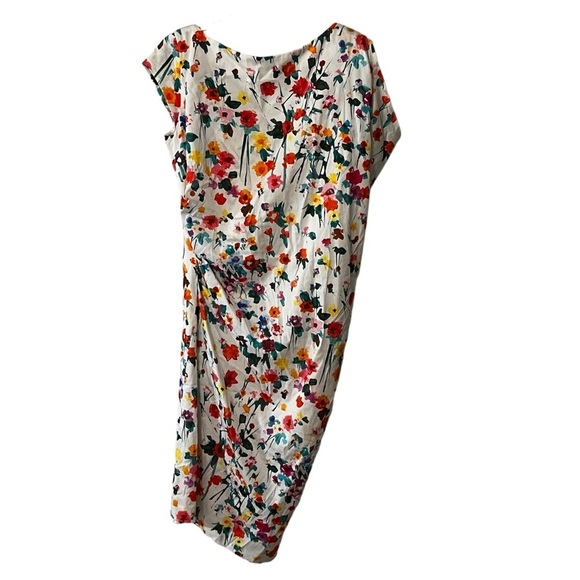 Talbot Runhof Gorgeous Midi Dress Floral Ruched Unique 12 Fairy whimsical - Picture 3 of 16